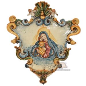 Acquasantiera new appl 28x33 madonna c/gesù tricolore