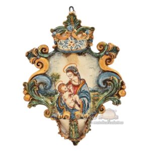 Acquasantiera grande appl 25x35 Leonardo Da Vinci madonna Litta tricolore