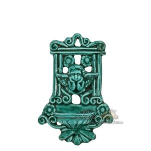 Acquasantiera traforata h 11 angioletto verde smeraldo - Bomboniera