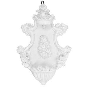 Acquasantiera media appl 19x30 madonna in rilievo white line