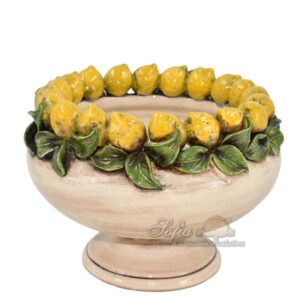 Alzata con limoni gialli e foglie Ø 23 1°M madreperla colorato