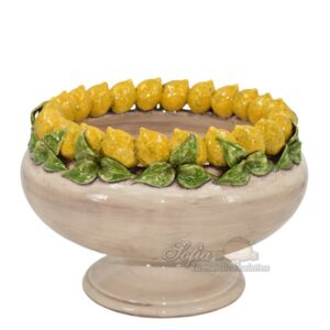 Alzata con limoni gialli e foglie Ø 33 2°M madreperla colorato