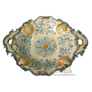 Centrotavola coppa argento 40x30 serie d'arte blu/arancio