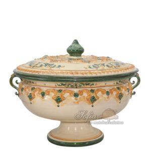Alzata Ø 40 c/coperchio plastico sofia verde/arancio