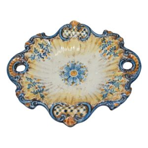 Centrotavola barocco 1° M 29x26 s. d'arte blu/arancio