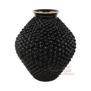 Vaso boccia pigna h 40 black/gold