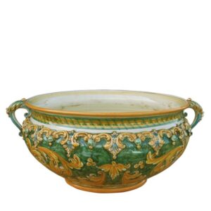 Cachepot basso Ø 30 ornato fondo verde