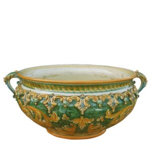 Cachepot basso Ø 40 ornato fondo verde