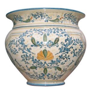 Cachepot Ø 45 petalo giallo blu/arancio