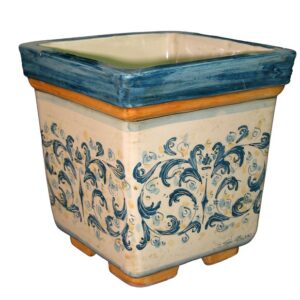 Cachepot quadrato 20x20 s. d'arte blu/arancio