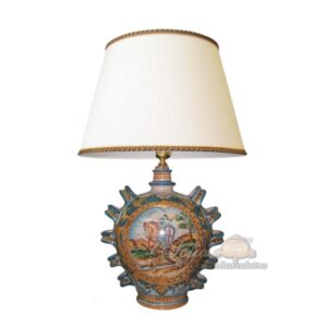 Lume orcio h 30 c/cavaliere antica riproduzione di Caltagirone (h60 c/paralume Ø40)