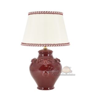 Lume boccia comodino h 20 plastico sofia bordeaux integrale (h40 c/paralume Ø25)