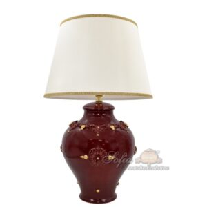 Lume boccia h 35 plastico sofia bordeaux e oro (h60 c/paralume Ø40)