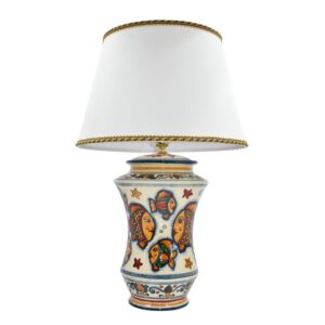 Lume albarello h 35 decoro pesci (h63 c/paralume Ø40)