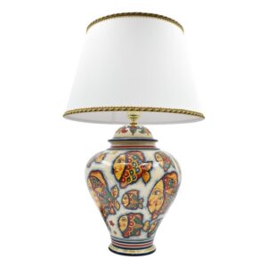 Lume Potiche h 35 decoro pesci (h65 c/paralume Ø40)