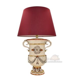 Lume monumentale h 31 plastico sofia madreperla antichizzato oro e lustri (h57 c/paralume Ø40)