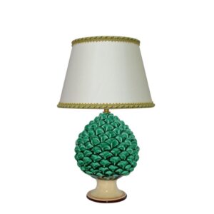 Lume pigna artigianale h 20 verde/arancio (h40 c/paralume Ø25)