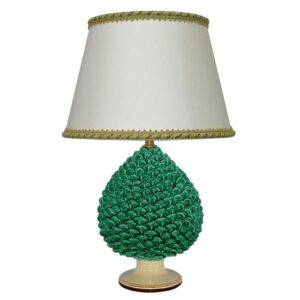 Lume pigna artigianale h 35 verde/arancio (h65 c/paralume Ø40)