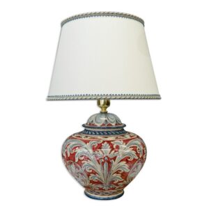 Lume palla comodino h 20 ornato blu/bordeaux (h40 c/paralume Ø25)