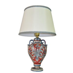 Lume anelli c/ghirigori h 40 ornato blu/bordeaux (h72 c/paralume Ø45)