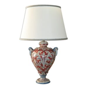 Lume anelli h 40 plastico sofia ornato blu/bordeaux (h72 c/paralume Ø45)