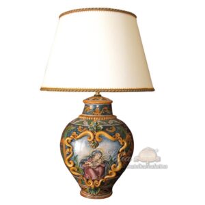 Lume boccia h 35 c/greca rilievo madonna c/gesù ornato calatino (h60 c/paralume Ø40)