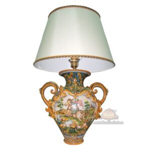 Lume anfora h 40 c/greca rilievo c/cavaliere ornato calatino (h72 c/paralume Ø45)