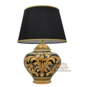 Lume palla comodino h 20 ornato fondo nero (h40 c/paralume Ø25)