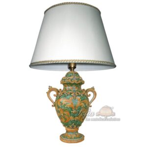 Lume maxi h 50 plastico sofia ornato fondo verde (h83 c/paralume Ø50)