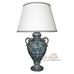 Lume anelli c/ghirigori h 30 ornato mono blu (h55 c/paralume Ø35)