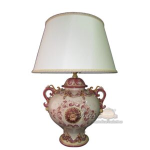 Lume palla c/manici h 35 plastico sofia bordeaux/arancio (h65 c/paralume Ø45)