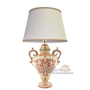 Lume maxi h 50 c/rosone plastico sofia bordeaux/arancio (h83 c/paralume Ø50)