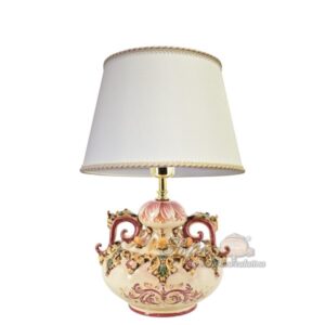 Lume bottiglia 2° M h 22 plastico sofia bordeaux/arancio (h41 c/paralume Ø30)