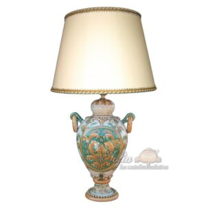 Lume anelli h 40 plastico sofia stile richard verde/arancio (h72 c/paralume Ø45)