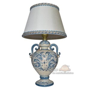 Lume anelli c/ghirigori h 40 s. d'arte mono blu (h72 c/paralume Ø45)
