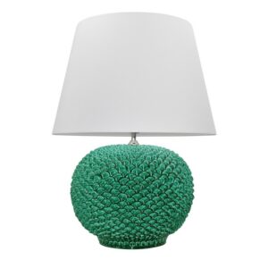 Lume palla a pigna comodino h 15 verde smeraldo (h30 c/paralume Ø25)