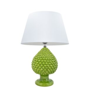 Lume pigna artigianale h 20 verde foglia (h40 c/paralume Ø25)