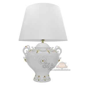 Lume palla c/manici h 35 plastico sofia white/gold (h65 c/paralume Ø45)