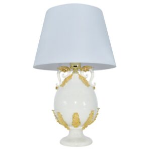 Lume a uovo h 25 plastico sofia madreperla e oro (h47 c/paralume Ø30)