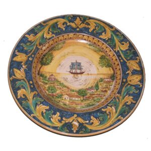 Piatto cap. prete Ø 35 c/veliero ornato calatino