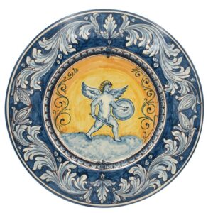 Piatto cap. prete Ø 40 c/soldato angelico ornato fondo blu