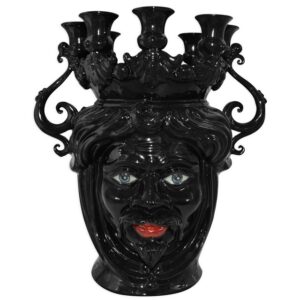 Testa a candeliere h 40 black line lucido c/espressione maschio labbra arancio