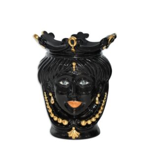 Testa h 25 c/perline black/gold c/espressione labbra arancio femmina