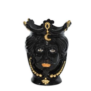 Testa h 25 c/perline black/gold c/espressione labbra arancio maschio