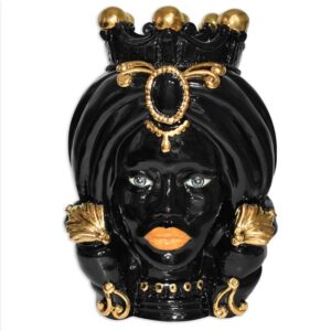 Testa h 40 c/turbante black/gold c/espressione labbra arancio femmina