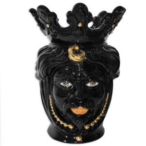 Testa h 40 c/perline black/gold c/espressione labbra arancio maschio