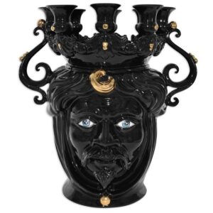 Testa a candeliere h 40 black/gold c/espressione s/bocca maschio