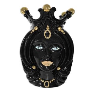 Testa h 38 black/gold c/espressione no bocca femmina