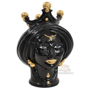 Testa h 30 black/gold c/espressione labbra oro femmina