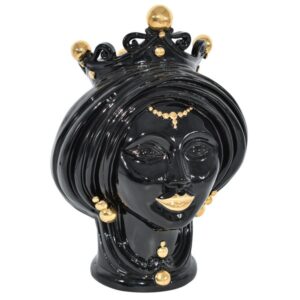 Testa h 30 black/gold s/espressione labbra oro femmina